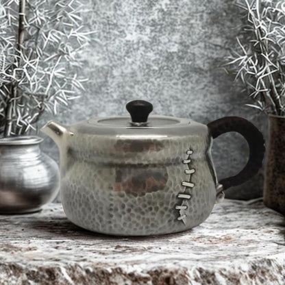 Wabi-Sabi Sterling Silver Teapot, Oriental Tea Brewing Pot