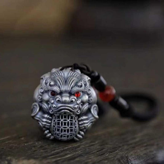 Sterling Silver Pixiu Fortune Charm — Good Luck & Wealth Guardian