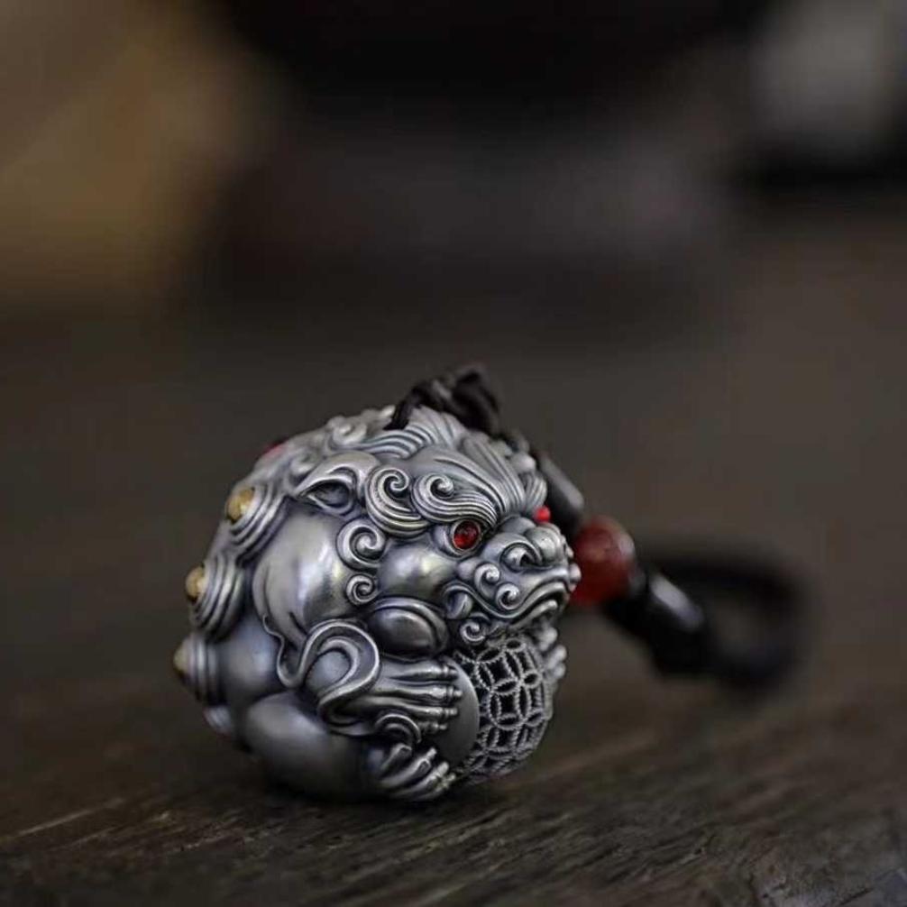 sterling silver pixiu fortune charm — good luck & wealth guardian
