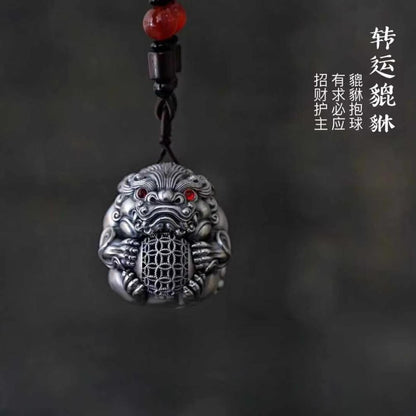 Sterling Silver Pixiu Fortune Charm — Good Luck & Wealth Guardian
