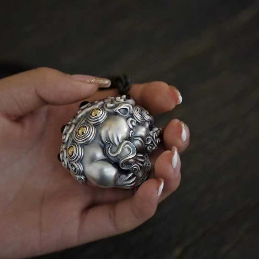 sterling silver pixiu fortune charm — good luck & wealth guardian
