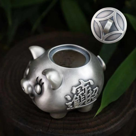 Sterling Silver Piggy Bank — Prosperity Wealth Guardian