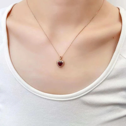 Minimalist Garnet Heart Pendant — 18K Gold with Certified Natural Gemstone (Chain Not Included)