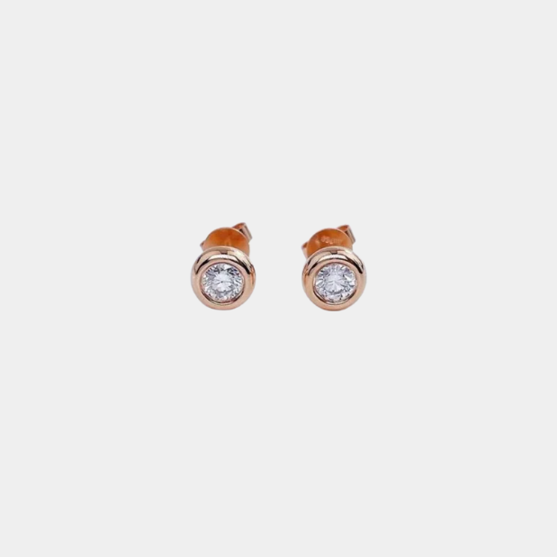 classic minimalist fresh red diamond bubble stud earrings in 18k gold — certified by ngtc