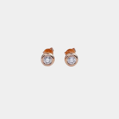 Classic Minimalist Fresh Red Diamond Bubble Stud Earrings in 18K Gold — Certified by NGTC