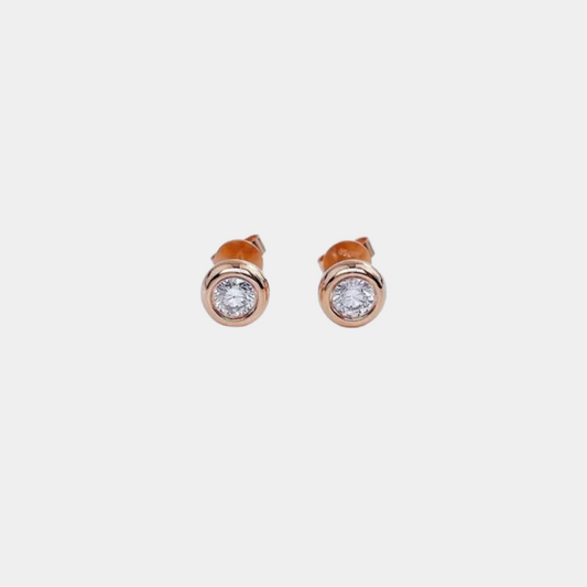 Classic Minimalist Fresh Red Diamond Bubble Stud Earrings in 18K Gold — Certified by NGTC