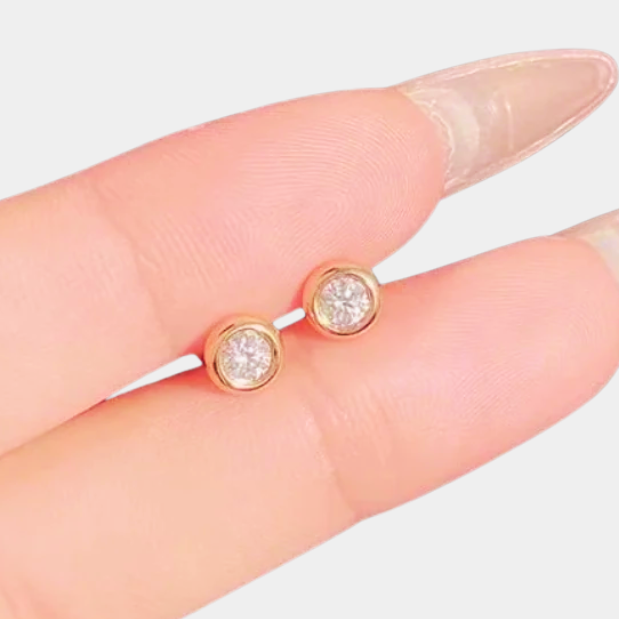 classic minimalist fresh red diamond bubble stud earrings in 18k gold — certified by ngtc