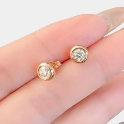 Classic Minimalist Fresh Red Diamond Bubble Stud Earrings in 18K Gold — Certified by NGTC
