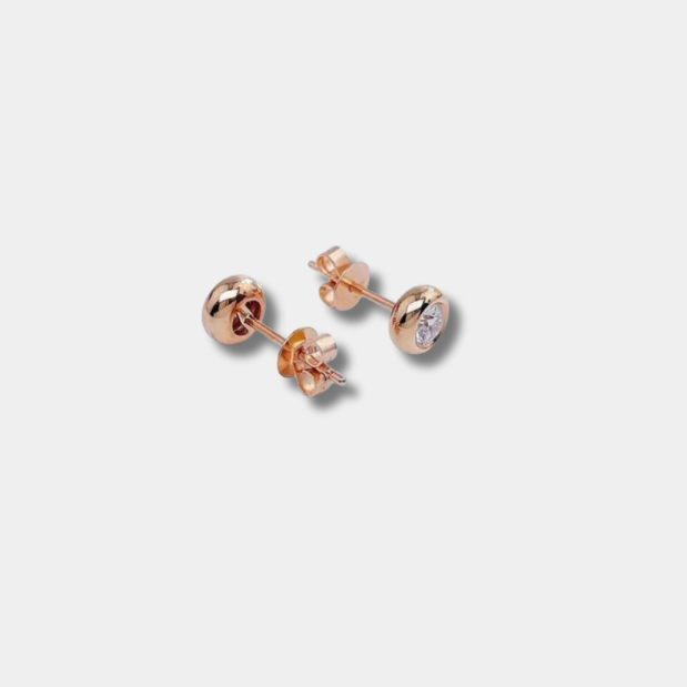 classic minimalist fresh red diamond bubble stud earrings in 18k gold — certified by ngtc