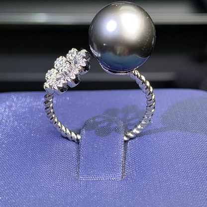 18K Black Saltwater Pearl Ring