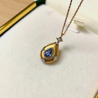 18K Gold Sapphire Cornflower Necklace: The Essence of Elegance