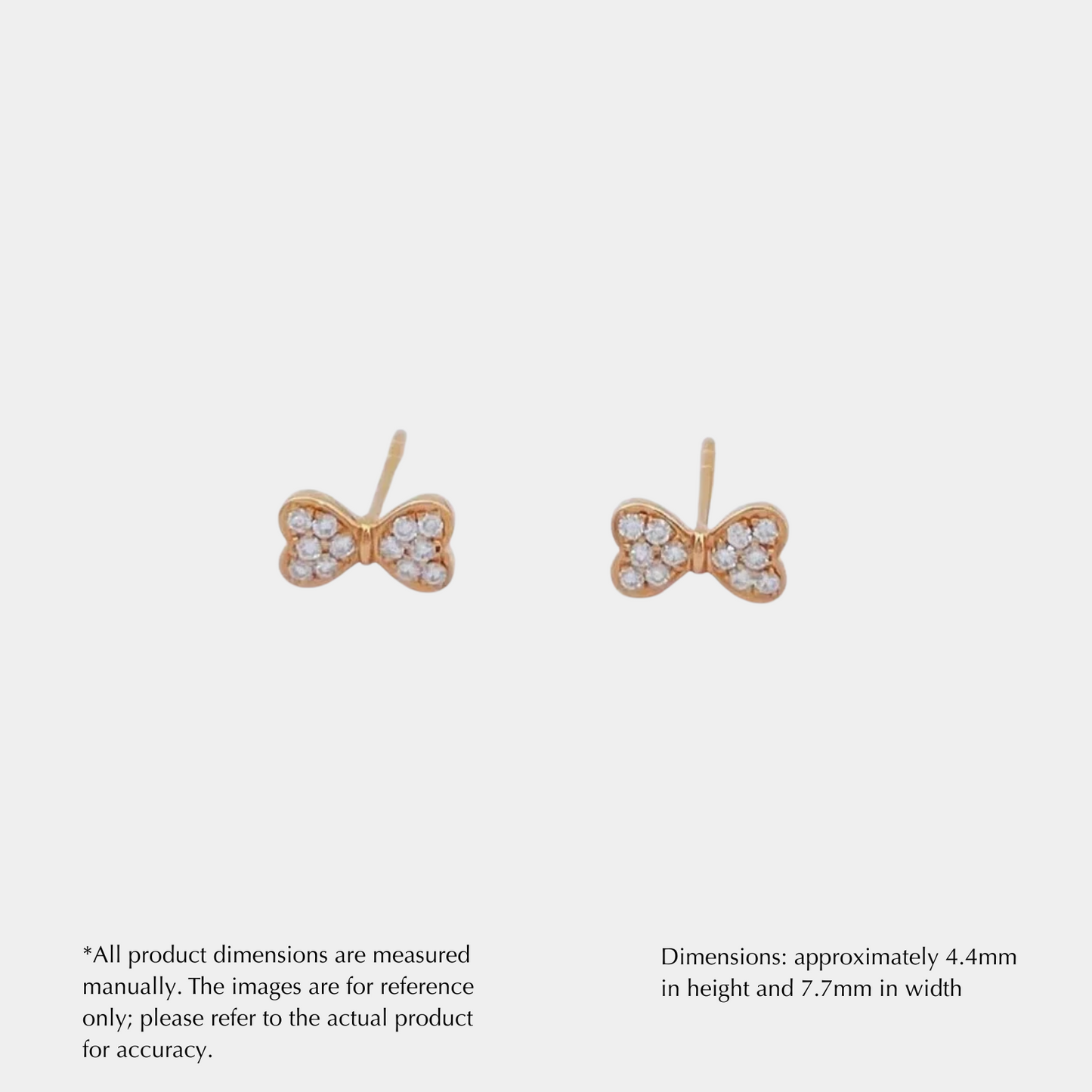 18k rose gold bow stud earrings with natural diamonds (ngtc certified)