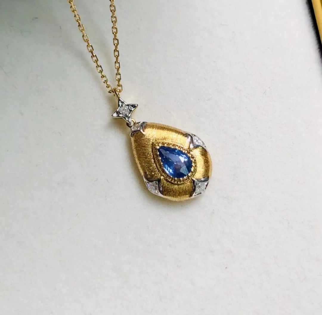 18k gold sapphire cornflower necklace: the essence of elegance