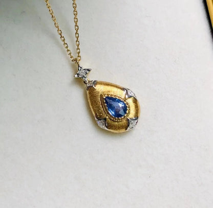 18K Gold Sapphire Cornflower Necklace: The Essence of Elegance
