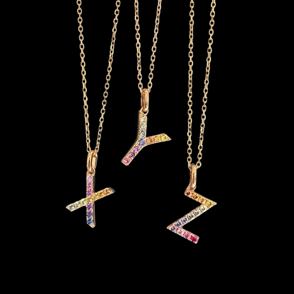 26 Colored Sapphire Letters Pendant: DIY Your Unique Meaning - Chain not included