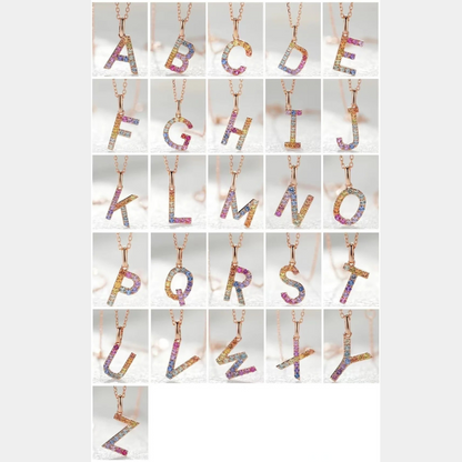 26 Colored Sapphire Letters Pendant: DIY Your Unique Meaning - Chain not included