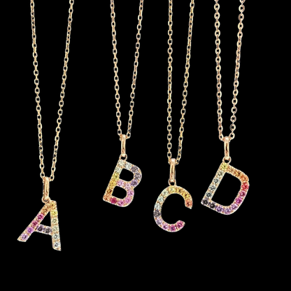 26 Colored Sapphire Letters Pendant: DIY Your Unique Meaning - Chain not included
