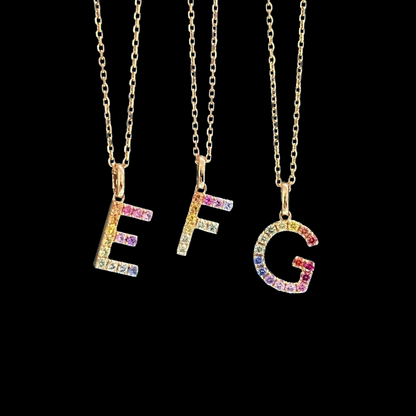 26 Colored Sapphire Letters Pendant: DIY Your Unique Meaning - Chain not included