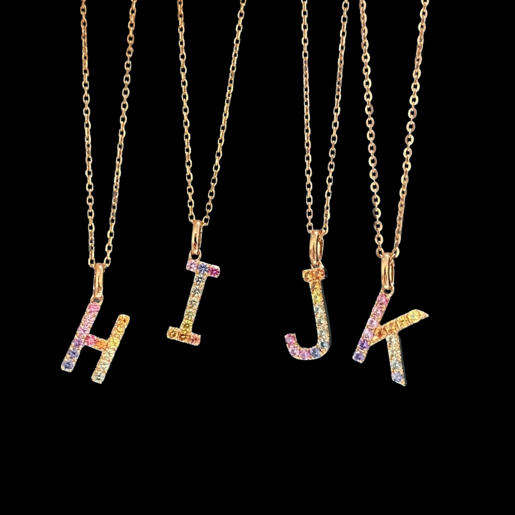 26 colored sapphire letters pendant: diy your unique meaning - chain not included