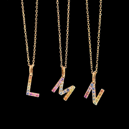 26 Colored Sapphire Letters Pendant: DIY Your Unique Meaning - Chain not included