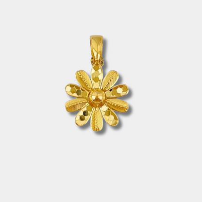 5G Solid Gold Sunflower Pendant: Radiance of Wishes