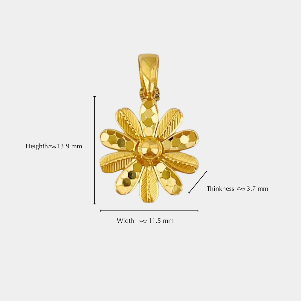 5g solid gold sunflower pendant: radiance of wishes