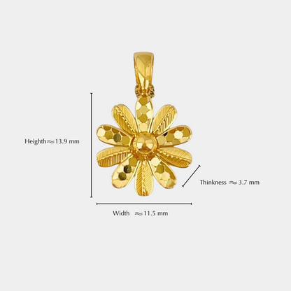 5G Solid Gold Sunflower Pendant: Radiance of Wishes