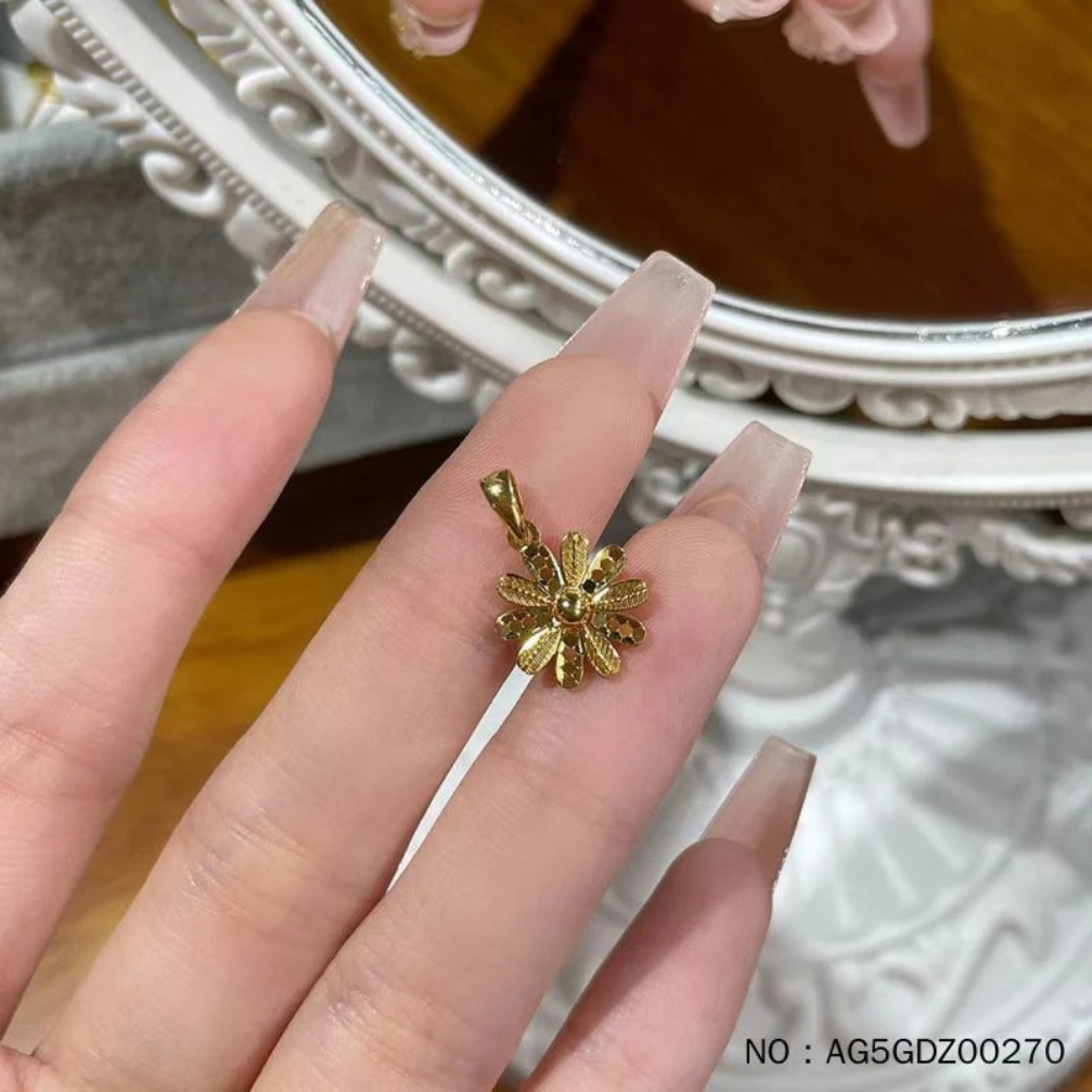 5g solid gold sunflower pendant: radiance of wishes