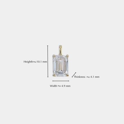 Brilliant Emerald-Cut 18K Yellow Gold Pendant with Cultivated Diamond (NGTC Certified, Chain Not Included)