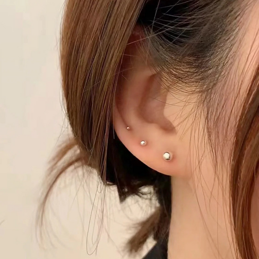 Classic Silver Bead Stud Earrings – 999 Fine Silver