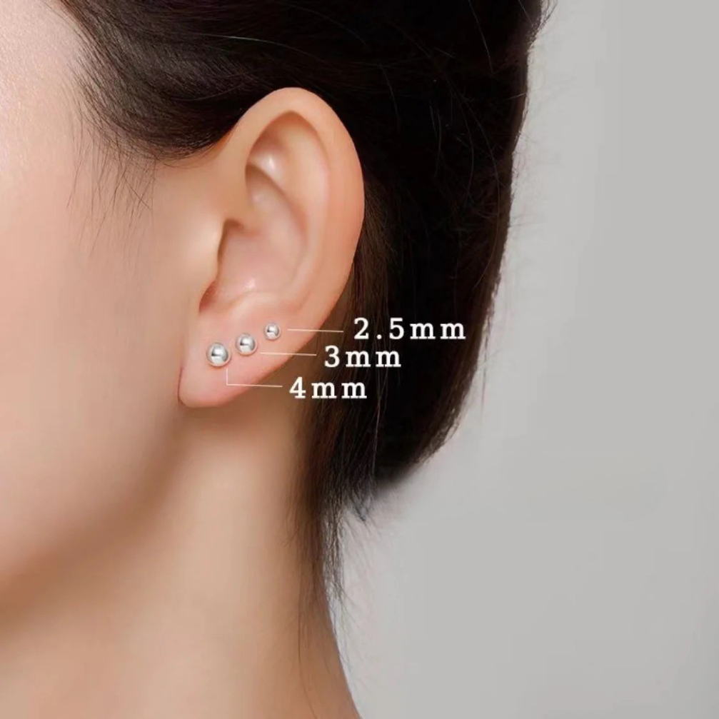 classic silver bead stud earrings – 999 fine silver