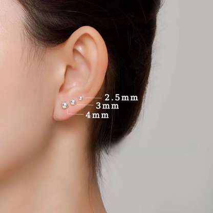 Classic Silver Bead Stud Earrings – 999 Fine Silver