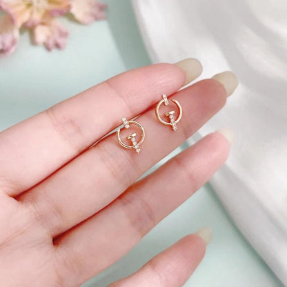 Crimson Spark – 18K Gold Nail Stud Earrings with Red Diamond