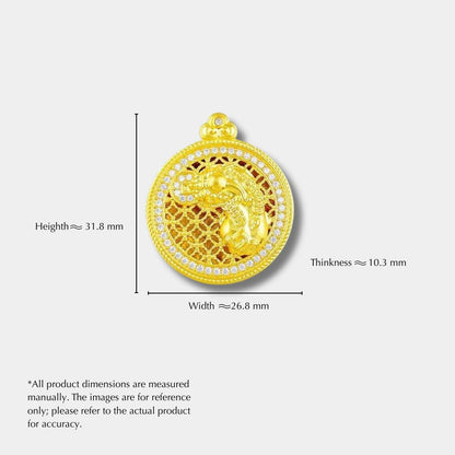 Eight Treasure Compass Pendant – Moissanite Inlaid 5D Hollow Pi Xiu Design with Wealth Symbol