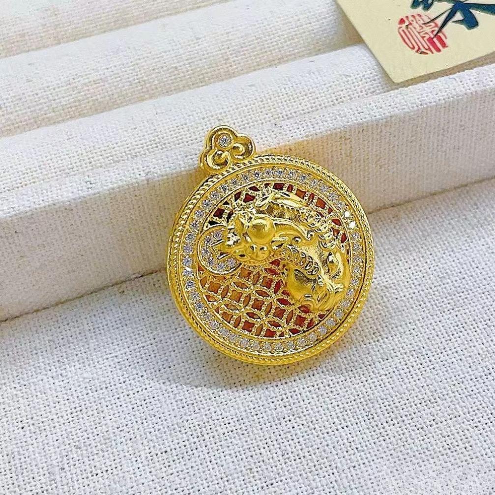 eight treasure compass pendant – moissanite inlaid 5d hollow pi xiu design with wealth symbol