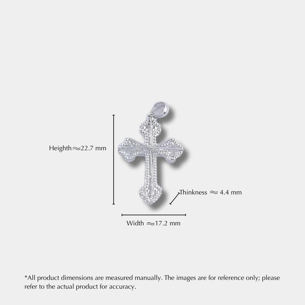 guardian cross – platinum wire-wrapped hollow pendant