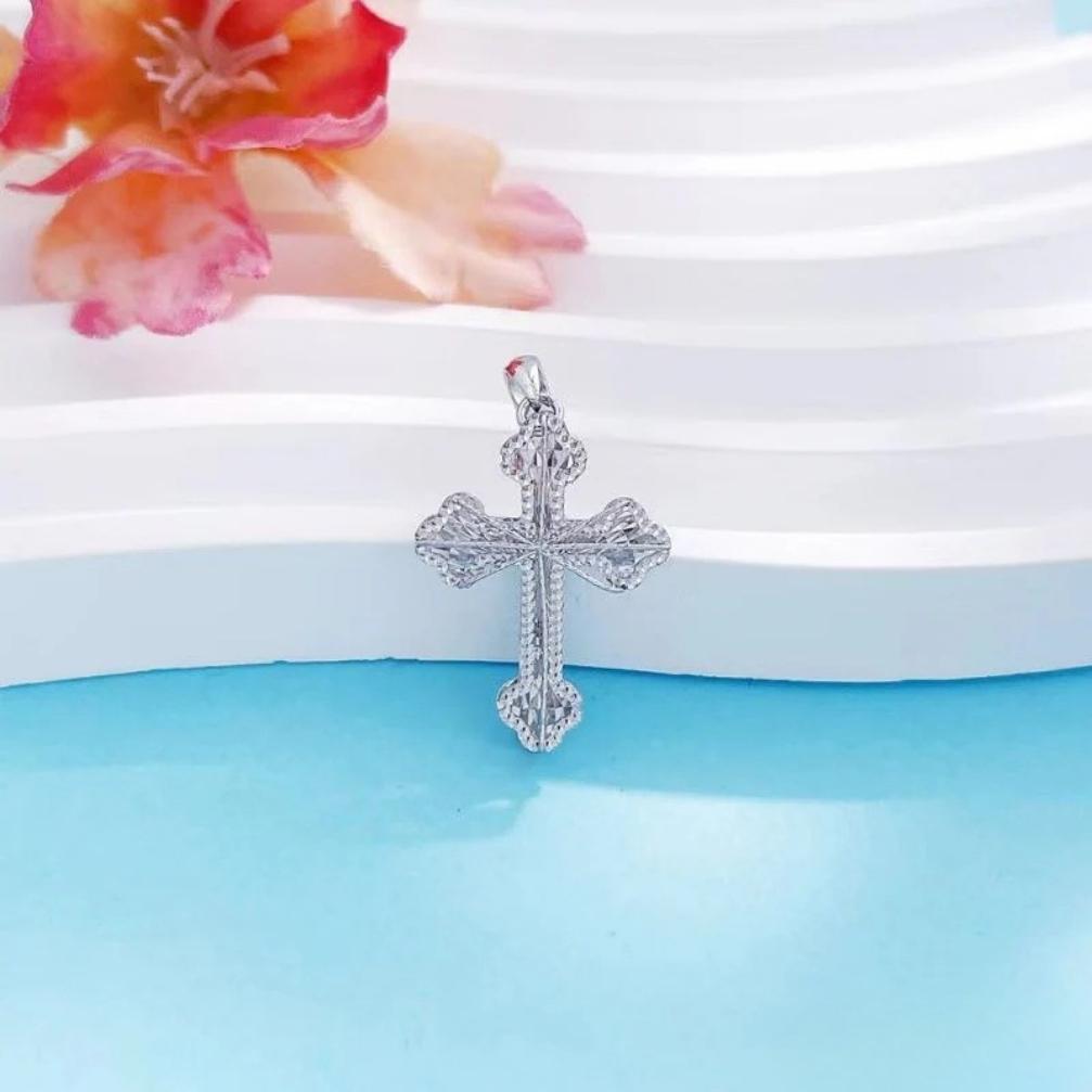 guardian cross – platinum wire-wrapped hollow pendant