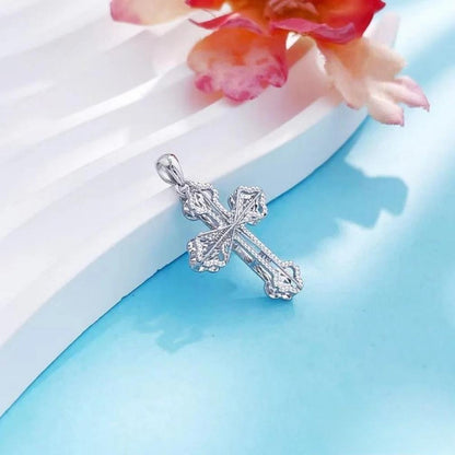 Guardian Cross – Platinum Wire-Wrapped Hollow Pendant