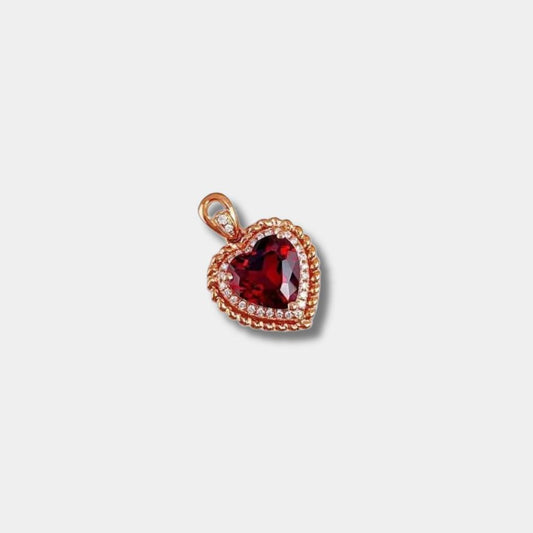 Minimalist Garnet Heart Pendant — 18K Gold with Certified Natural Gemstone (Chain Not Included)