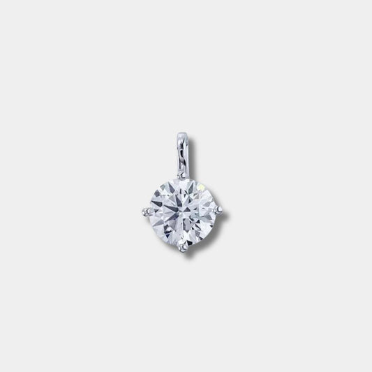 Minimalist Princess Round Lab-Grown Diamond Pendant in 18K White Gold