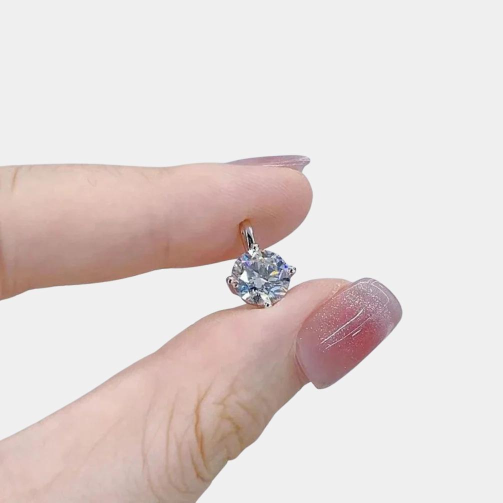 minimalist princess round lab-grown diamond pendant in 18k white gold