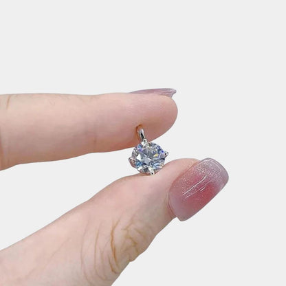 Minimalist Princess Round Lab-Grown Diamond Pendant in 18K White Gold