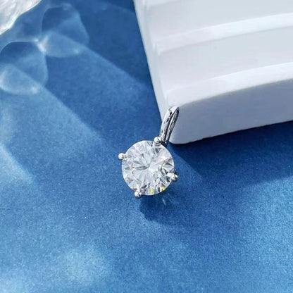 Minimalist Princess Round Lab-Grown Diamond Pendant in 18K White Gold