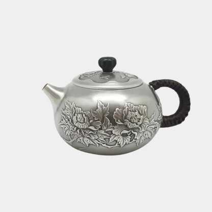 Peony Grace Sterling Silver Teapot