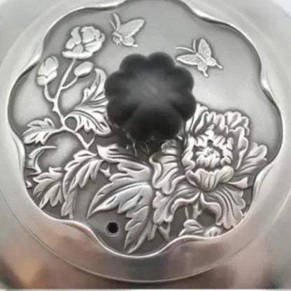 Peony Grace Sterling Silver Teapot