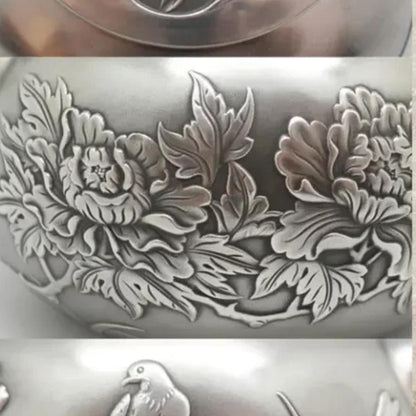 Peony Grace Sterling Silver Teapot