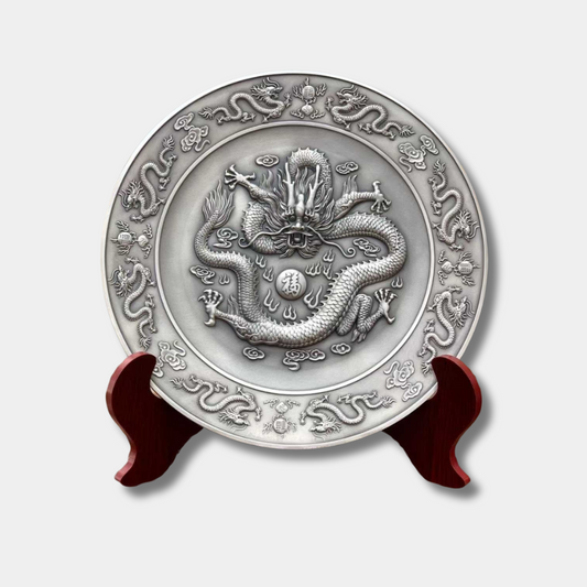 Sterling Silver Dragon Plate – 3D Relief Craftsmanship