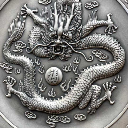 Sterling Silver Dragon Plate – 3D Relief Craftsmanship