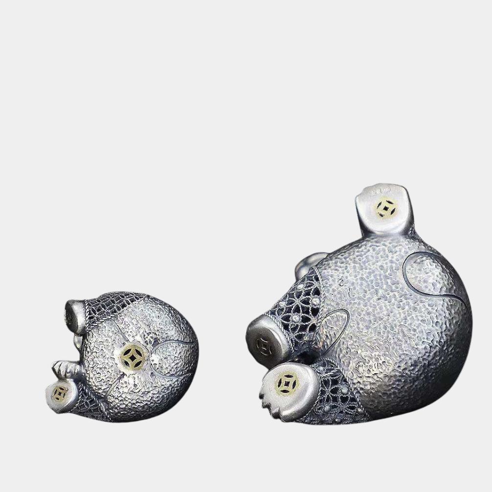 vintage filigree panda teapet in solid sterling silver