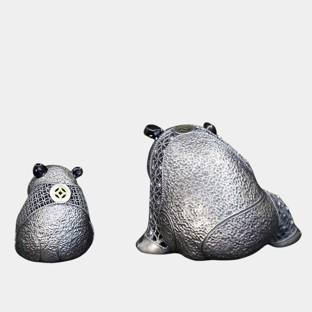 vintage filigree panda teapet in solid sterling silver